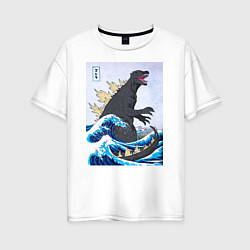 Женская футболка оверсайз Godzilla in The Waves Eastern