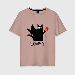 Женская футболка оверсайз LOVE CAT WHAT cat