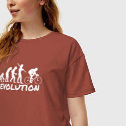 Футболка оверсайз женская Эволюция велосипедиста, цвет: кирпичный — фото 2