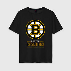 Футболка оверсайз женская Boston Bruins , Бостон Брюинз, цвет: черный