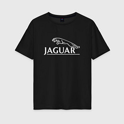 Футболка оверсайз женская Jaguar, Ягуар Логотип, цвет: черный