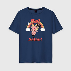 Женская футболка оверсайз Hail Satan