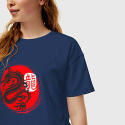Футболка оверсайз женская Ниндзя дракон Япония, цвет: тёмно-синий — фото 2