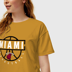 Футболка оверсайз женская MIAMI HEAT NBA МАЯМИ ХИТ НБА, цвет: горчичный — фото 2