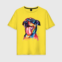 Футболка оверсайз женская Color rottweiler, цвет: желтый