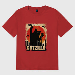 Женская футболка оверсайз Котзилла 0001