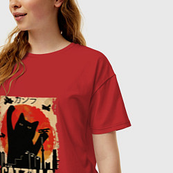 Футболка оверсайз женская Котзилла 0001, цвет: красный — фото 2