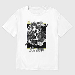 Женская футболка оверсайз Танджиро Камадо и Незуко Камадо