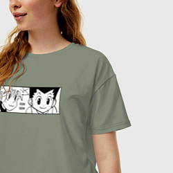 Футболка оверсайз женская Киллуа Золдик и Гон, цвет: авокадо — фото 2