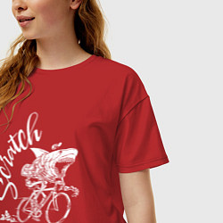 Футболка оверсайз женская Scratch - трековые велогонки, цвет: красный — фото 2