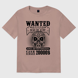 Футболка оверсайз женская Череп в розыске, цвет: пыльно-розовый