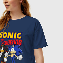 Футболка оверсайз женская ЕЖ СОНИК SONIC THE HEDGEHOG, цвет: тёмно-синий — фото 2