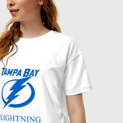 Футболка оверсайз женская Tampa Bay Lightning is coming, Тампа Бэй Лайтнинг, цвет: белый — фото 2