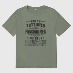 Женская футболка оверсайз Я татуированный программист, это как обычный прогр