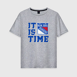 Футболка оверсайз женская It is New York Rangers Time Нью Йорк Рейнджерс, цвет: меланж