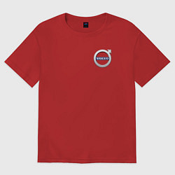 Футболка оверсайз женская Классические логотипы Volvo спина грудь, белый, цвет: красный