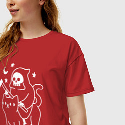 Футболка оверсайз женская ВСАДНИК КОТОПОКАЛИПСИСА, цвет: красный — фото 2