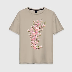 Женская футболка оверсайз Весна Цветущая сакура Japan