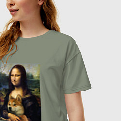 Футболка оверсайз женская Shiba Inu Mona Lisa, цвет: авокадо — фото 2
