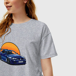 Футболка оверсайз женская Ниссан gtr 2022, цвет: меланж — фото 2