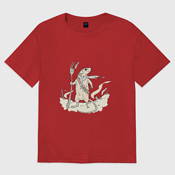 Футболка оверсайз женская Мышь в пустоши, цвет: красный