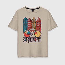 Женская футболка оверсайз Амстердам велосипед
