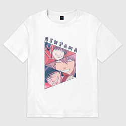 Женская футболка оверсайз Гинтоки Кагура и Шинпачи