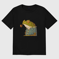 Футболка оверсайз женская Мудрая лягушка, цвет: черный