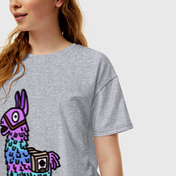 Футболка оверсайз женская Фортнайт Лама Fortnite Lama, цвет: меланж — фото 2