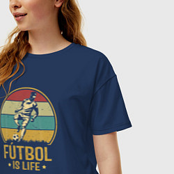 Футболка оверсайз женская Футбол это жизнь, цвет: тёмно-синий — фото 2