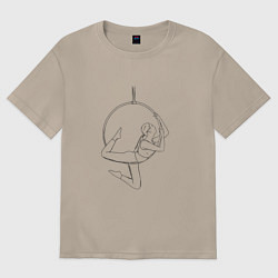 Футболка оверсайз женская Воздушная гимнастика с обручем, цвет: миндальный