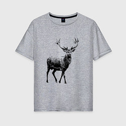 Женская футболка оверсайз Черный олень Black Deer