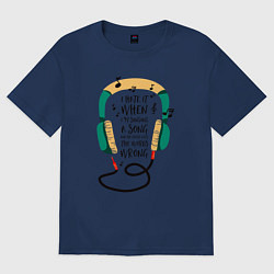 Женская футболка оверсайз Наушники и ноты