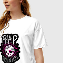 Футболка оверсайз женская Lil Peep Череп RIP Лил Пип, цвет: белый — фото 2