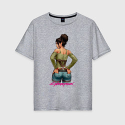 Женская футболка оверсайз Панам вид сзади Panam Cyberpunk 2077