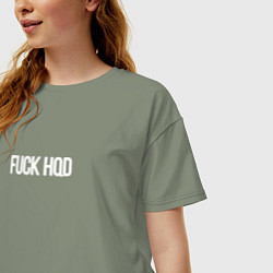 Футболка оверсайз женская FUCK HQD BLACK, цвет: авокадо — фото 2