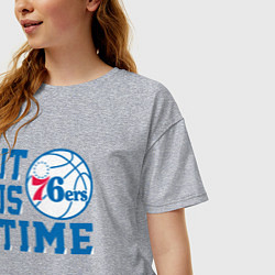 Футболка оверсайз женская It Is Philadelphia 76ers Time Филадельфия Севенти, цвет: меланж — фото 2