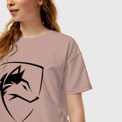 Футболка оверсайз женская Wolf Emblem Jaw, цвет: пыльно-розовый — фото 2