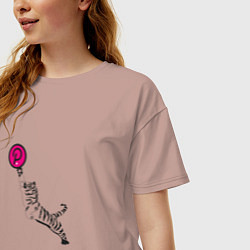 Футболка оверсайз женская Криптовалюта Полкадот с тигром, цвет: пыльно-розовый — фото 2