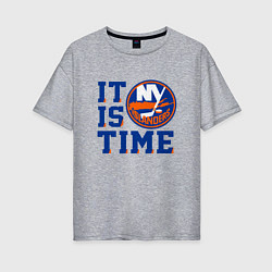Футболка оверсайз женская It Is New York Islanders Time Нью Йорк Айлендерс, цвет: меланж