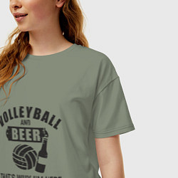 Футболка оверсайз женская Volleyball & Beer, цвет: авокадо — фото 2