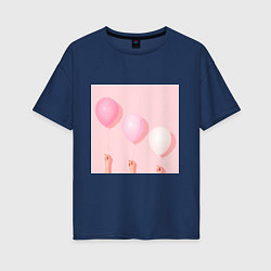 Футболка оверсайз женская Розовые шарики, цвет: тёмно-синий