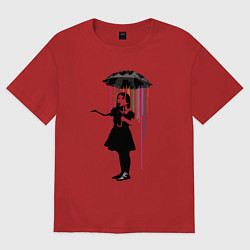 Женская футболка оверсайз BANKSY БЭНКСИ девушка под зонтом