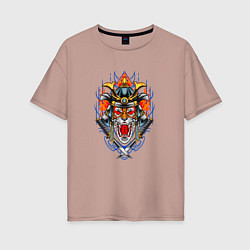 Женская футболка оверсайз Wild Tiger Samurai