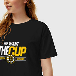 Футболка оверсайз женская Boston Bruins we want the cup, цвет: черный — фото 2
