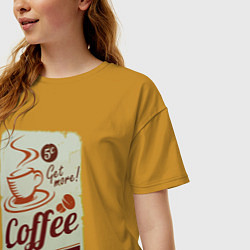 Футболка оверсайз женская Coffee Cup Retro, цвет: горчичный — фото 2