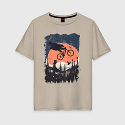 Футболка оверсайз женская Лунный Медведь Райдер, цвет: миндальный