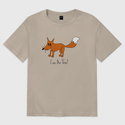 Футболка оверсайз женская Странно нарисованная лиса, цвет: миндальный