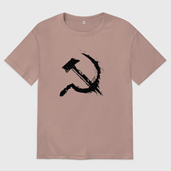 Футболка оверсайз женская Серп и молотсоветский, цвет: пыльно-розовый