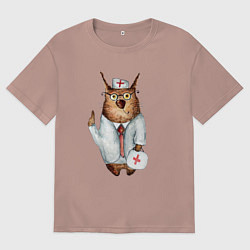 Женская футболка оверсайз Врач сова